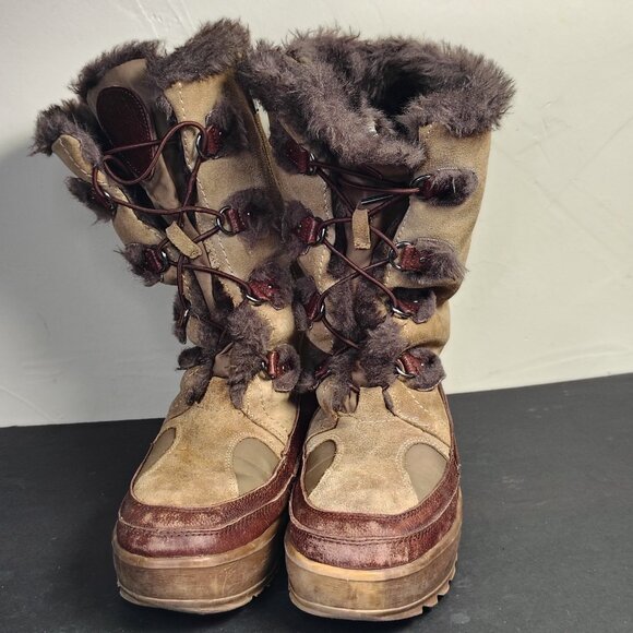 Pajar Boots Womens 11 Leather Native Lace Up Fur Canada USA Winter Sow - Picture 2 of 10